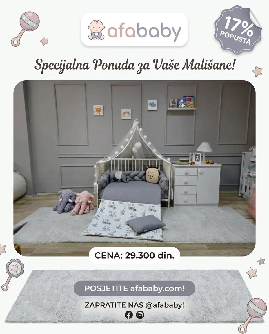 Kompletan set / Ogradica za deciji krevetac Slon